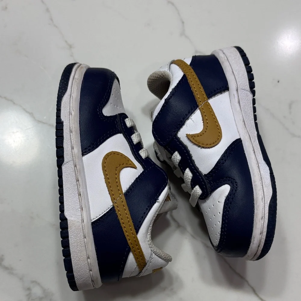Nike Kids Dunk Low Sneaker - Navy, White & Gold